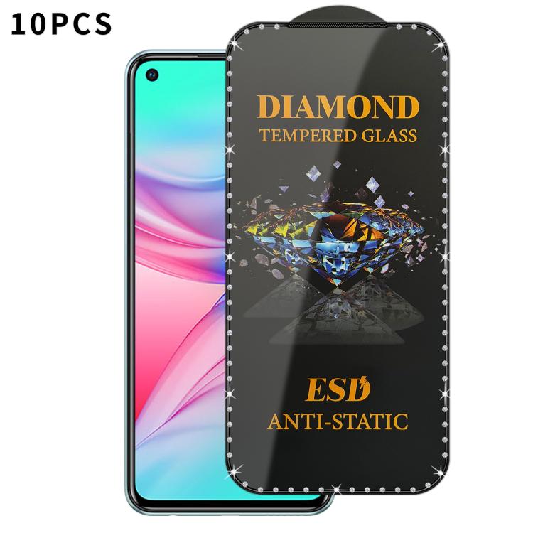 For Infinix Hot 10 10pcs Full-Screen Diamond-Studded Silkscreen High-Definition Anti-Static Tempered Glass Film