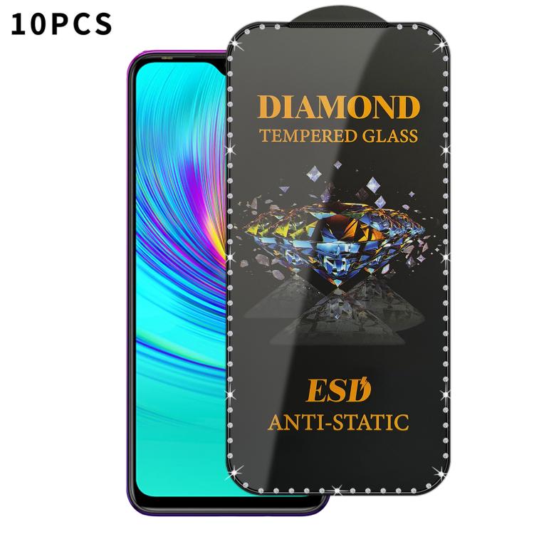 For Infinix Hot 9 Play 10pcs Full-Screen Diamond-Studded Silkscreen High-Definition Anti-Static Tempered Glass Film