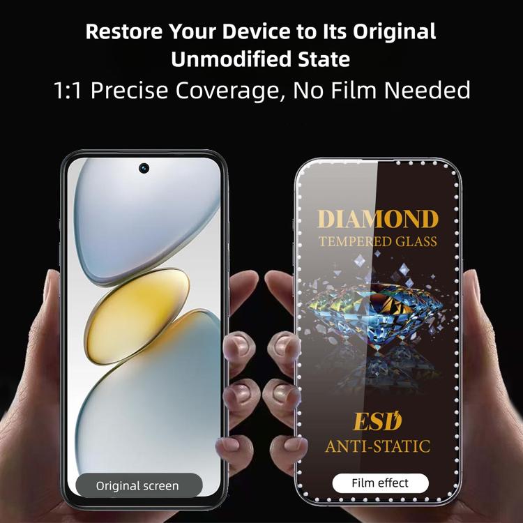 For Infinix Hot 60i 5G 10pcs Full-Screen Diamond-Studded Silkscreen High-Definition Anti-Static Tempered Glass Film