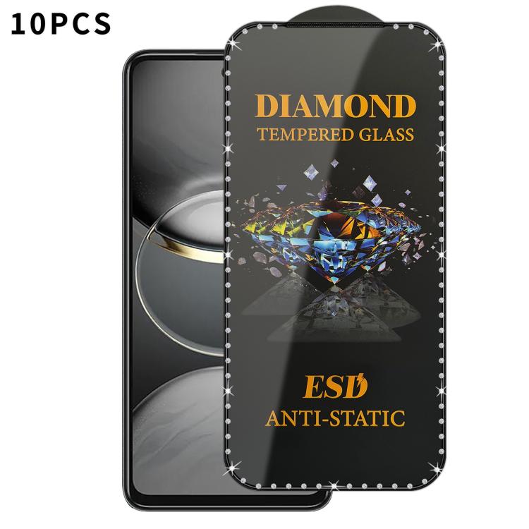 For Tecno Spark 30 10pcs Full-Screen Diamond-Studded Silkscreen High-Definition Anti-Static Tempered Glass Film