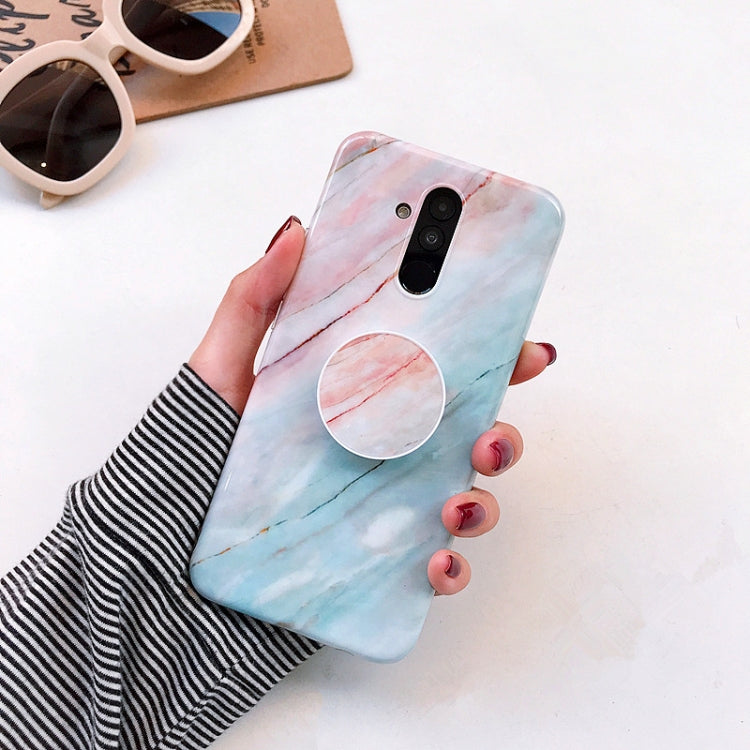 Glossy Marble Folding Bracket Anti-drop TPU Case for Huawei Mate 20 Lite