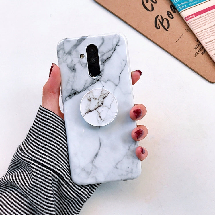 Glossy Marble Folding Bracket Anti-drop TPU Case for Huawei Mate 20 Lite