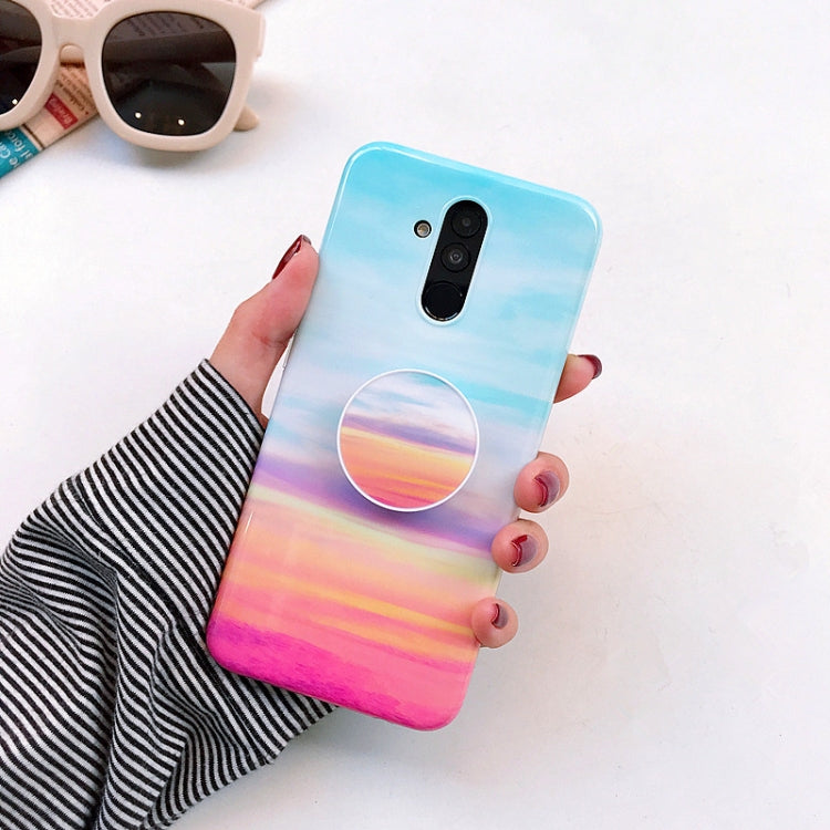 Glossy Marble Folding Bracket Anti-drop TPU Case for Huawei Mate 20 Lite