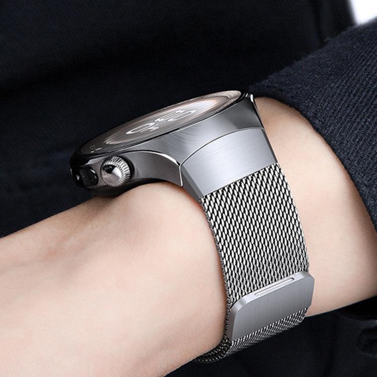 For Huawei Watch 5 46mm Press Button Seamless Interface Milanese Magnetic Stainless Steel Watch Band