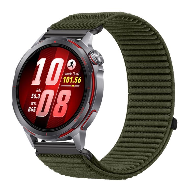 For Huawei Watch GT Runner 2 Woven Nylon Hook And Loop Fastener Metal Interface Watch Band