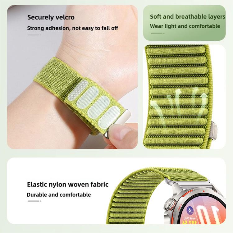 For Huawei Watch GT Runner 2 Woven Nylon Hook And Loop Fastener Metal Interface Watch Band