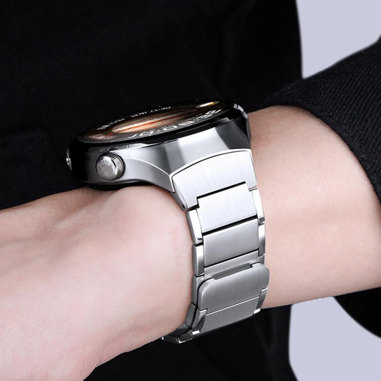 For Huawei Watch 4 Pro Seamless Press Button Three Beads Magnetic Stainless Steel Watch Band