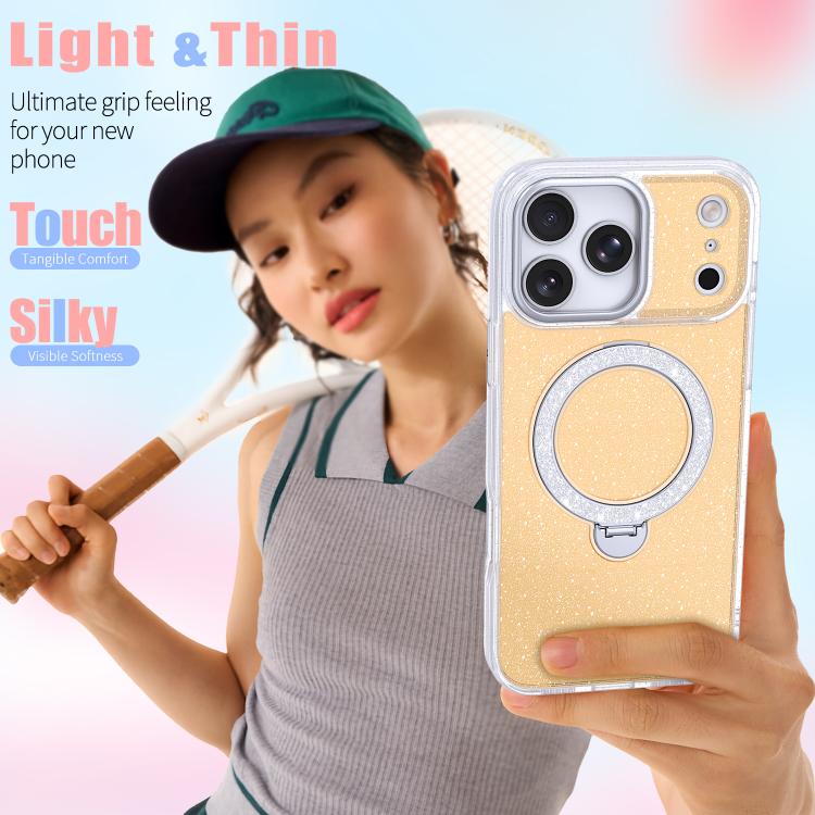 For iPhone 17 Pro Max Starry Glitter Magnetic Holder Phone Case