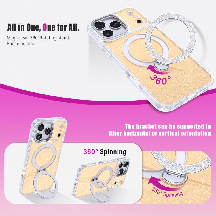 For iPhone 17 Pro Max Starry Glitter Magnetic Holder Phone Case