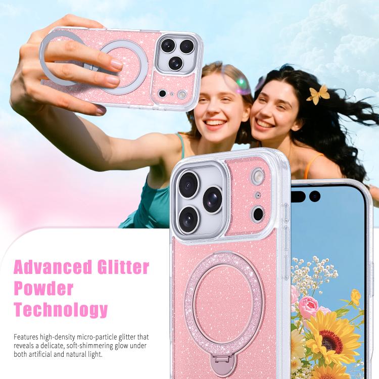 For iPhone 17 Pro Max Starry Glitter Magnetic Holder Phone Case