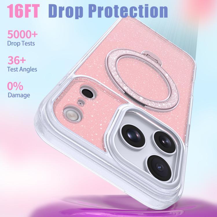 For iPhone 17 Pro Max Starry Glitter Magnetic Holder Phone Case