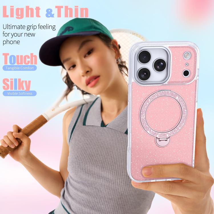 For iPhone 17 Pro Max Starry Glitter Magnetic Holder Phone Case