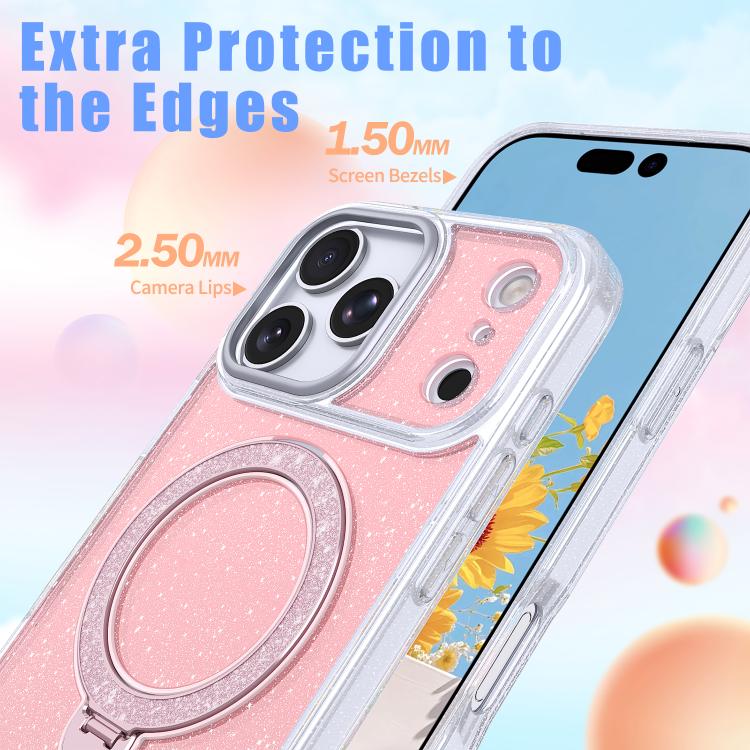 For iPhone 17 Pro Max Starry Glitter Magnetic Holder Phone Case