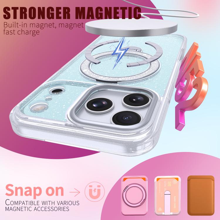 For iPhone 17 Pro Max Starry Glitter Magnetic Holder Phone Case
