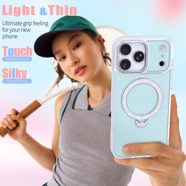 For iPhone 17 Pro Max Starry Glitter Magnetic Holder Phone Case