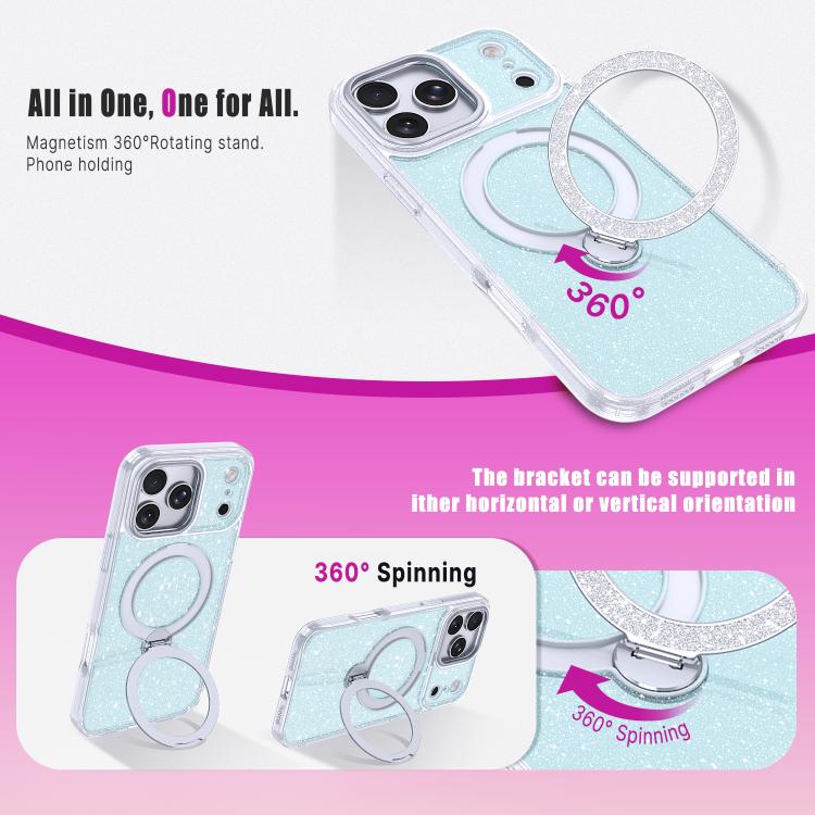 For iPhone 17 Pro Max Starry Glitter Magnetic Holder Phone Case