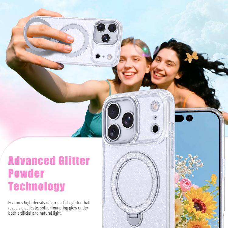 For iPhone 17 Pro Max Starry Glitter Magnetic Holder Phone Case