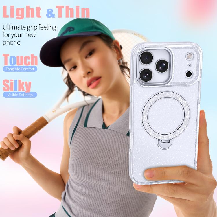For iPhone 17 Pro Max Starry Glitter Magnetic Holder Phone Case