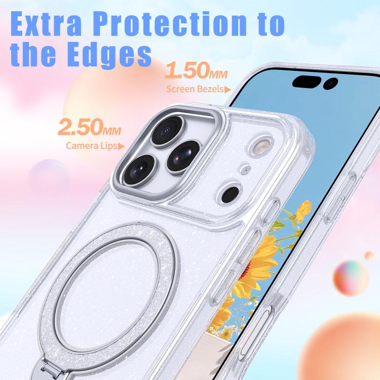 For iPhone 17 Pro Max Starry Glitter Magnetic Holder Phone Case