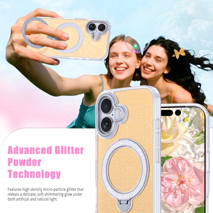 For iPhone 17 Starry Glitter Magnetic Holder Phone Case