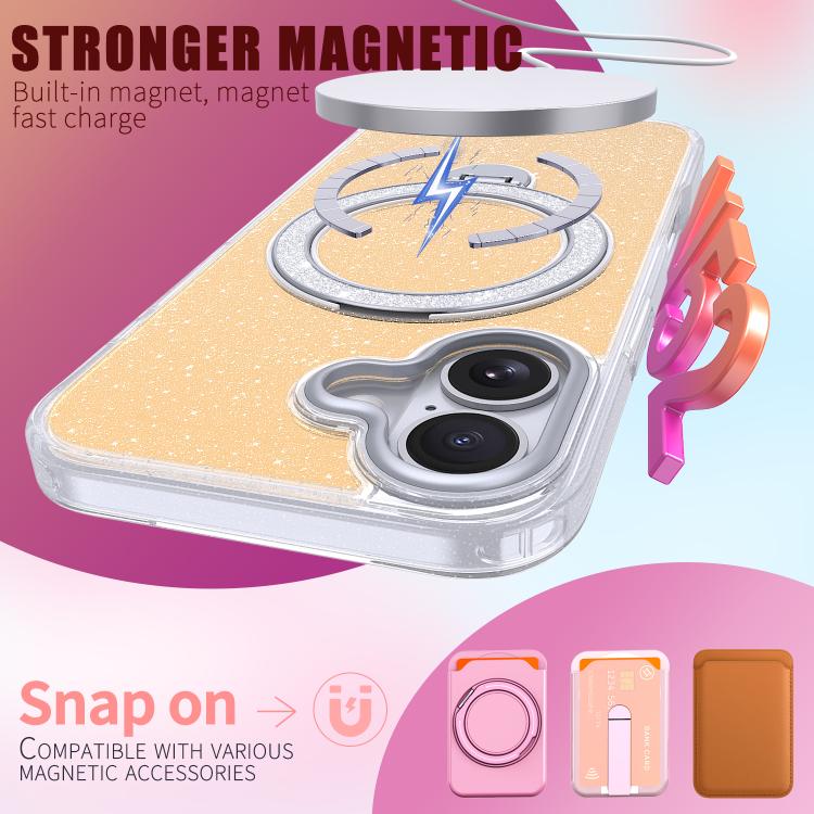 For iPhone 17 Starry Glitter Magnetic Holder Phone Case