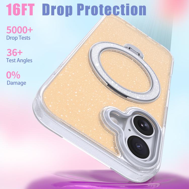 For iPhone 17 Starry Glitter Magnetic Holder Phone Case