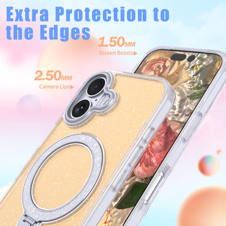 For iPhone 17 Starry Glitter Magnetic Holder Phone Case