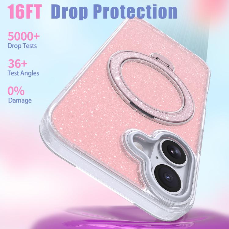For iPhone 17 Starry Glitter Magnetic Holder Phone Case