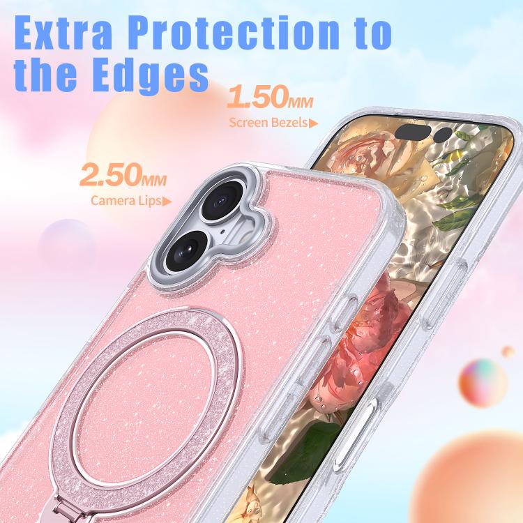 For iPhone 17 Starry Glitter Magnetic Holder Phone Case