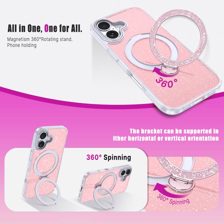 For iPhone 17 Starry Glitter Magnetic Holder Phone Case