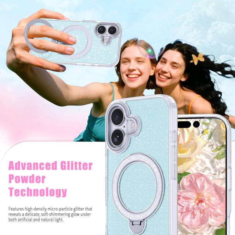 For iPhone 17 Starry Glitter Magnetic Holder Phone Case