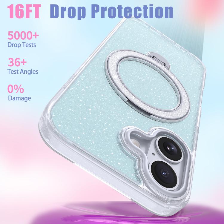 For iPhone 17 Starry Glitter Magnetic Holder Phone Case