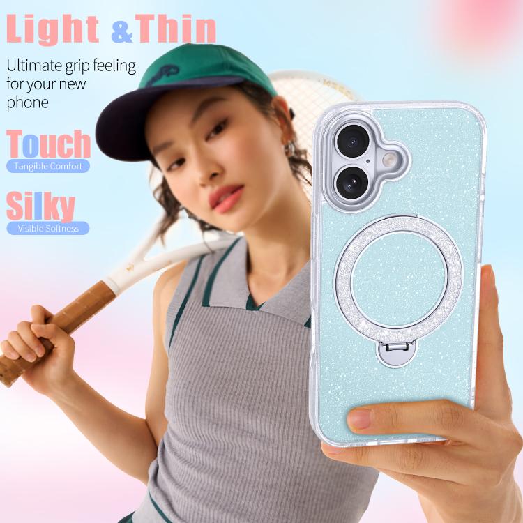 For iPhone 17 Starry Glitter Magnetic Holder Phone Case