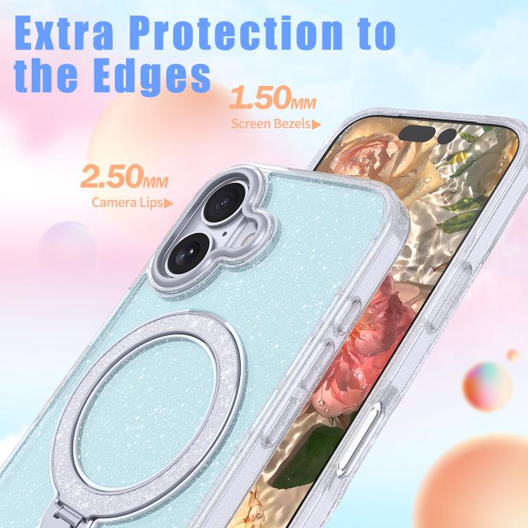 For iPhone 17 Starry Glitter Magnetic Holder Phone Case