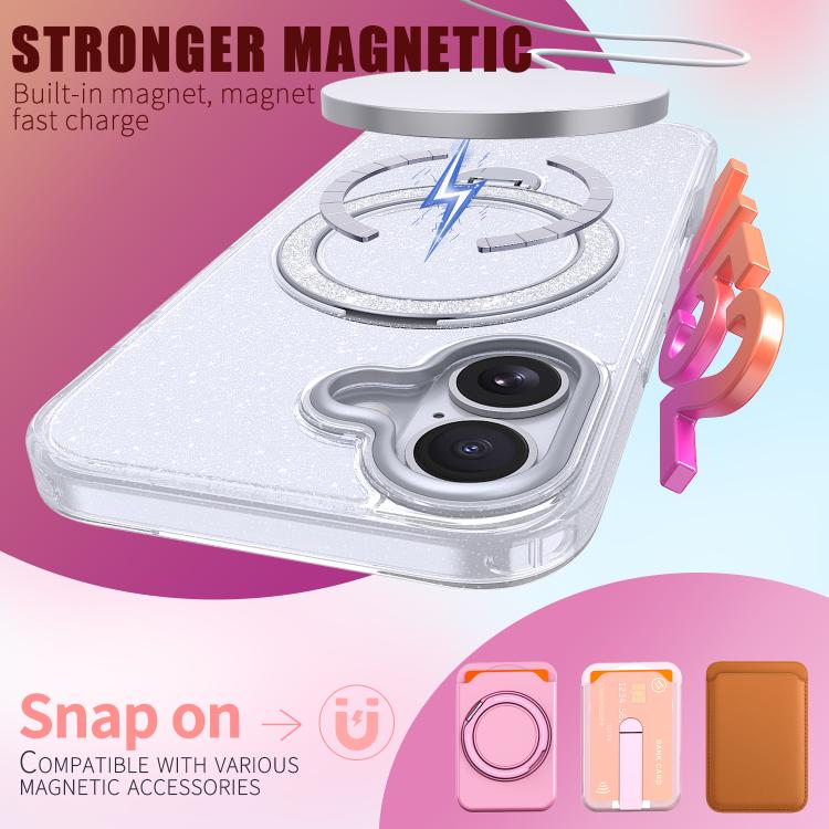 For iPhone 17 Starry Glitter Magnetic Holder Phone Case