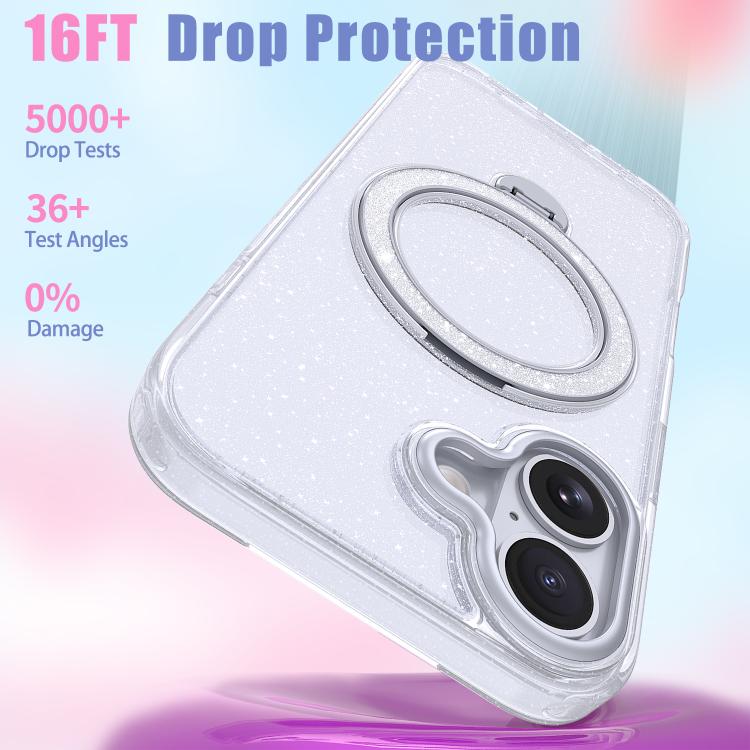 For iPhone 17 Starry Glitter Magnetic Holder Phone Case