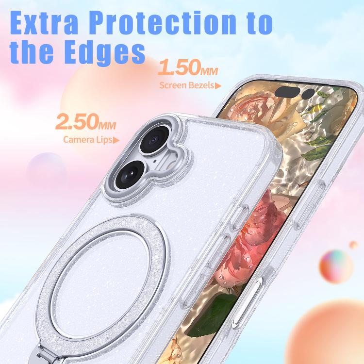 For iPhone 17 Starry Glitter Magnetic Holder Phone Case