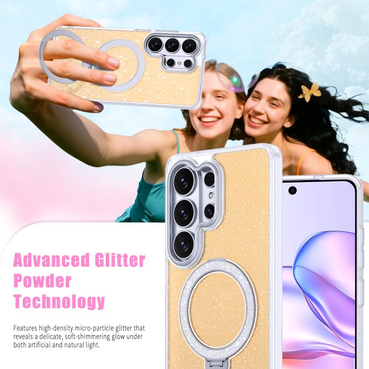 For Samsung Galaxy S26 Ultra 5G Starry Glitter Magnetic Holder Phone Case
