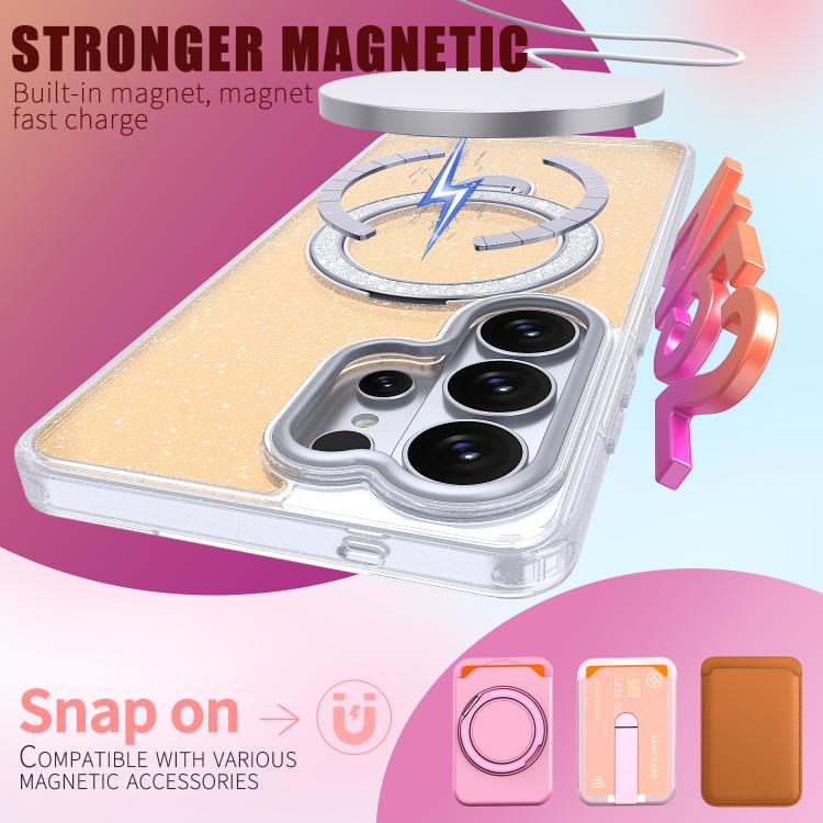 For Samsung Galaxy S26 Ultra 5G Starry Glitter Magnetic Holder Phone Case