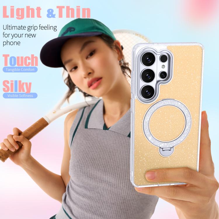 For Samsung Galaxy S26 Ultra 5G Starry Glitter Magnetic Holder Phone Case