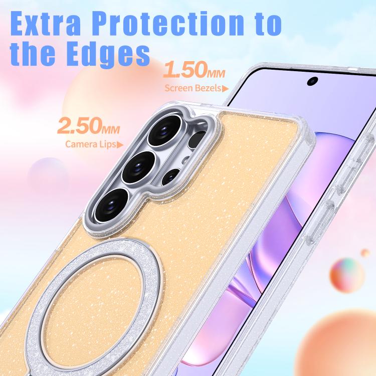 For Samsung Galaxy S26 Ultra 5G Starry Glitter Magnetic Holder Phone Case