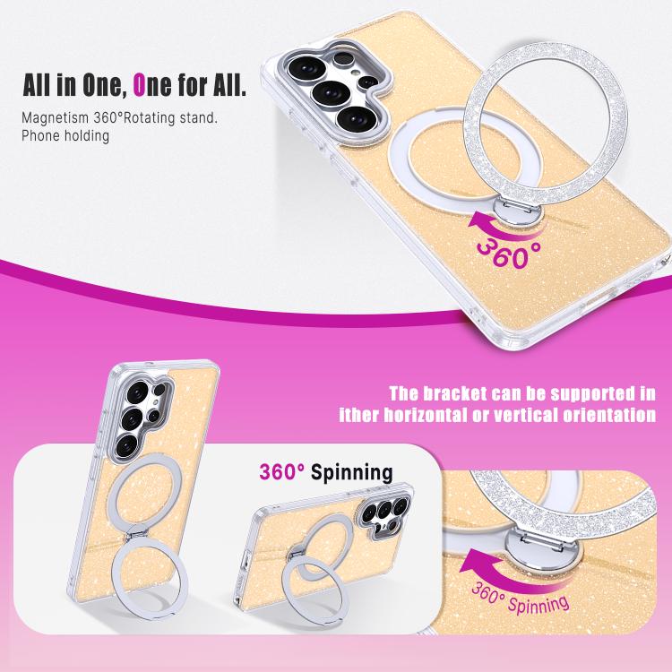 For Samsung Galaxy S26 Ultra 5G Starry Glitter Magnetic Holder Phone Case