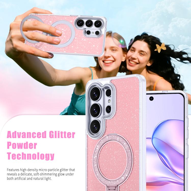 For Samsung Galaxy S26 Ultra 5G Starry Glitter Magnetic Holder Phone Case
