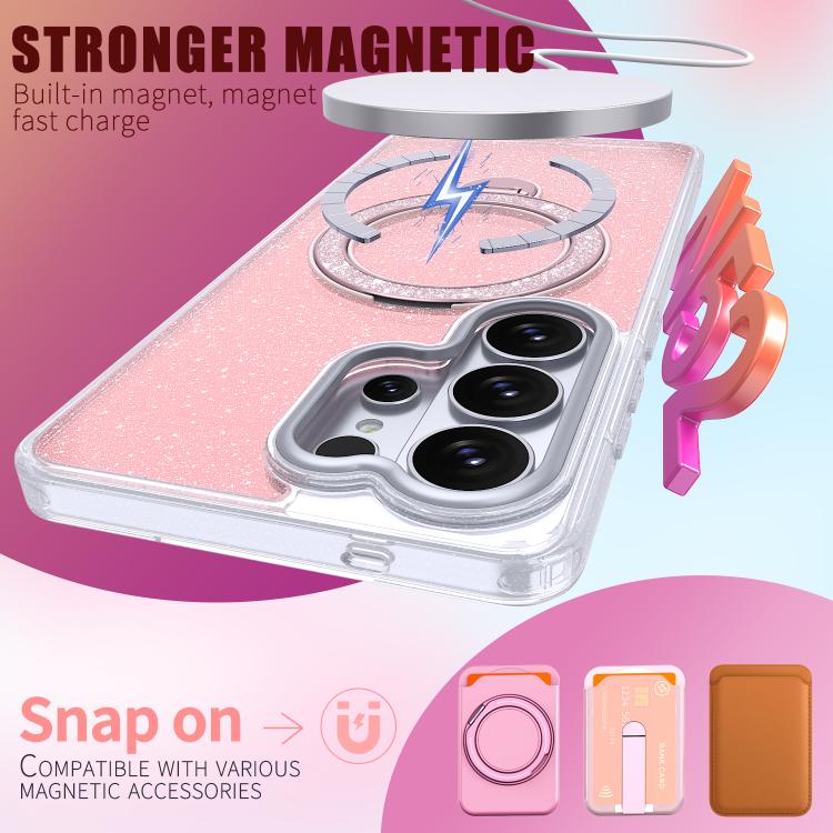 For Samsung Galaxy S26 Ultra 5G Starry Glitter Magnetic Holder Phone Case
