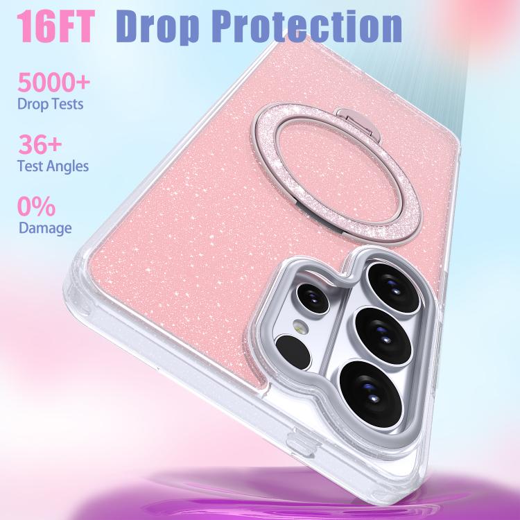 For Samsung Galaxy S26 Ultra 5G Starry Glitter Magnetic Holder Phone Case