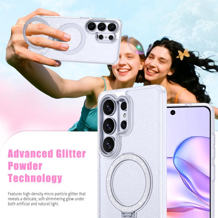 For Samsung Galaxy S26 Ultra 5G Starry Glitter Magnetic Holder Phone Case