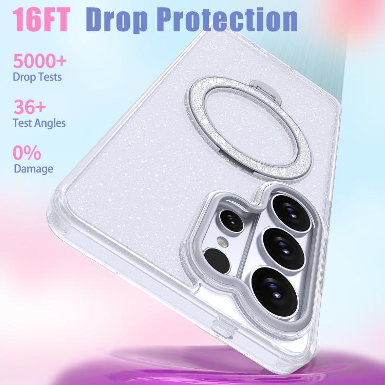 For Samsung Galaxy S26 Ultra 5G Starry Glitter Magnetic Holder Phone Case