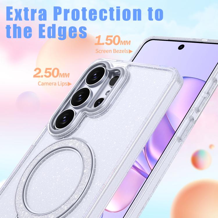 For Samsung Galaxy S26 Ultra 5G Starry Glitter Magnetic Holder Phone Case