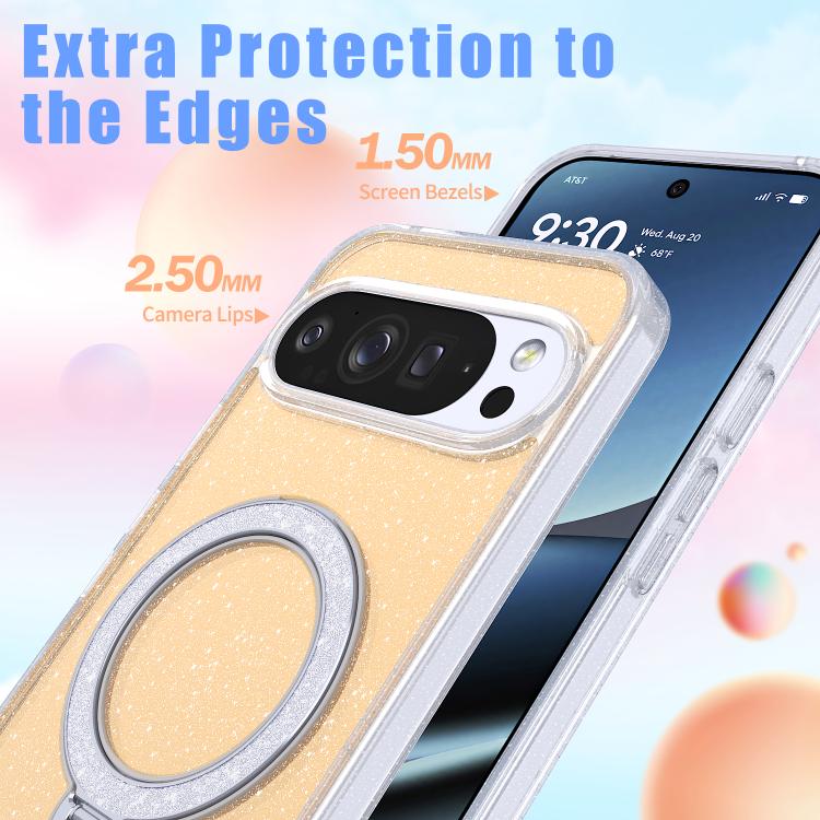 For Google Pixel 9 Pro XL Starry Glitter Magnetic Holder Phone Case