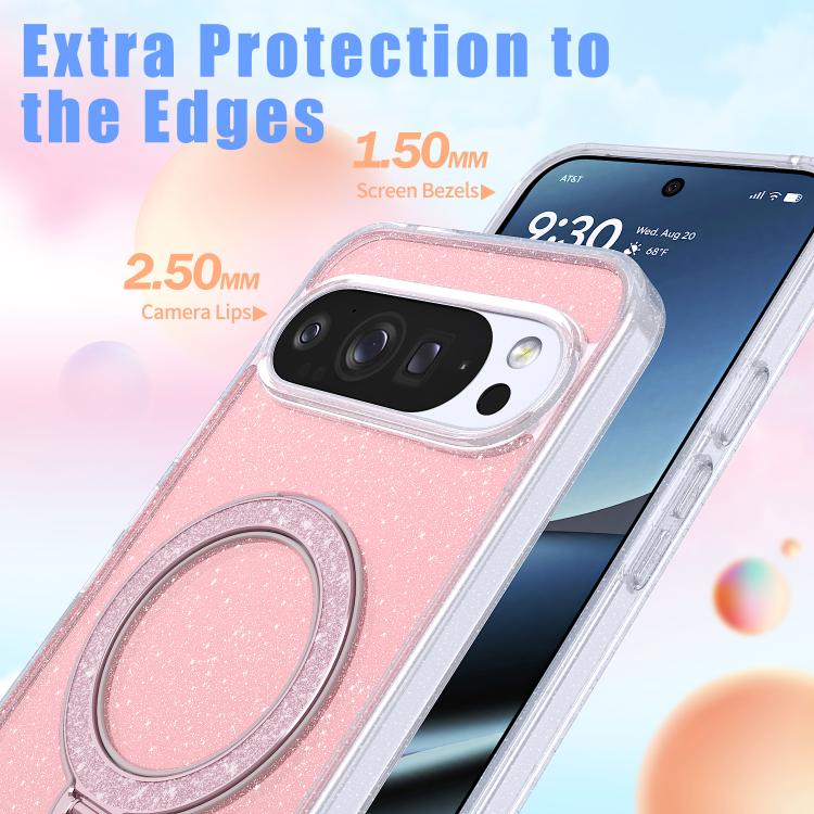 For Google Pixel 9 Pro XL Starry Glitter Magnetic Holder Phone Case